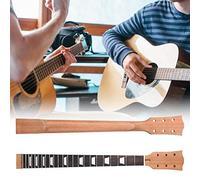 Alomejor Manche de Guitare électrique 22 Frettes, Touche en Palissandre, avec Incrustation Trapézoïdale Blanche pour Pièces de Rechange LP (Couleur du bois)