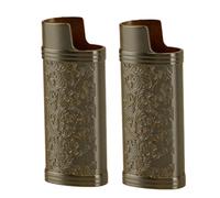 Alomejor Manchon de Support de Couvercle de Briquet à Motif Rétro en Alliage de Zinc pour étui de Protection Extérieur de Voyage (Bronze)