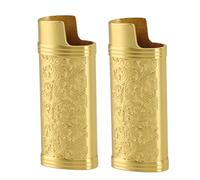 Alomejor Manchon de Support de Couvercle de Briquet à Motif Rétro en Alliage de Zinc pour étui de Protection Extérieur de Voyage (Gold)