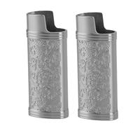 Alomejor Manchon de Support de Couvercle de Briquet à Motif Rétro en Alliage de Zinc pour étui de Protection Extérieur de Voyage (Grey)