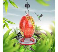 Alomejor Mangeoire à Eau pour Colibris, Outil d'alimentation pour Oiseaux coloré pour Jardin et Cour, Mangeoire à Oiseaux en Verre sans Plomb avec Crochets et Douves de Fourmis, Facile à Assembler