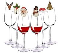 Alomejor Marqueurs de Verres à Vin de Noël, 80 Pièces, Jolis Modèles de Père Noël et de Bonhomme de Neige pour les Fêtes de Vacances, Ensemble de Tasses à Vin Décorées (Couleur assortie)
