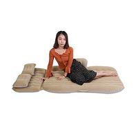 Alomejor Matelas Pneumatique Gonflable pour Voiture, Support Solide, Dossier d'oreiller pour Casque, Nettoyage Facile, adapté au Bateau de Voyage de Camping (Beige)