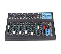 Alomejor Mélangeur Audio Professionnel 7 Canaux, Console de Mixage DJ Bluetooth avec Interface USB et Alimentation Fantôme 48 V, pour Enregistrement en Studio et Son en Direct (Prise UE)
