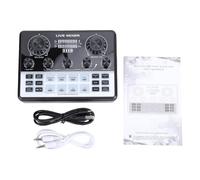 Alomejor Mélangeur de Carte Son, Contrôleur Audio Bluetooth 3 Canaux avec Double Entrée Microphone, Lecteur USB, Double Prise Casque, Batterie Rechargeable Intégrée, pour Diffusion en