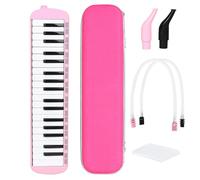 Alomejor Mélodica Portable 37 Touches, Design Bicolore Brillant, Plaque à Roseaux en Laiton avec Deux Embouts, étui épais en EVA pour L'enseignement des Performances en Classe (Rose)