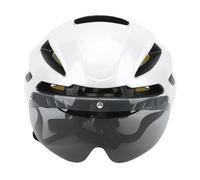 Alomejor MIPS Casque de vélo avec lumière LED réglable et lunettes de protection, pour VTT (blanc)