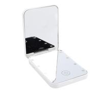 Alomejor Miroir de Maquillage, Miroir Portable éclairé par LED à 2 Côtés avec Grossissement et luminosité Réglable pour Un Usage Cosmétique Quotidien à la Maison et en Voyage (White)