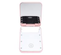 Alomejor Miroir de Maquillage, Miroir Portable éclairé par LED à 2 Côtés avec Grossissement et luminosité Réglable pour Un Usage Cosmétique Quotidien à la Maison et en Voyage (Rose)
