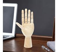 Alomejor Modèle de Main Ornement en Bois de Pin Lisse, Modèle de Main Gauche articulé pour la Décoration de Bureau D'étude, 6,9x1,4 Pouces, D'artiste