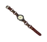 Alomejor Montre à Quartz Crâne Vintage en Cuir PU Réglable, Accessoire élégant pour Tenues d'halloween