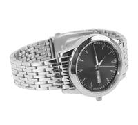 Alomejor Montre Classique à Quartz en Acier Inoxydable pour Hommes, Montre d'affaires avec Double Affichage de Calendrier pour Une Utilisation Nocturne (Bracelet argenté, Cadran Noir)