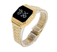 Alomejor Montre de Sport LED Rectangulaire avec Fonction Veilleuse à Commande Tactile pour étudiants, Bracelet en Acier Inoxydable (Black)