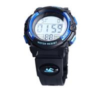 Alomejor Montre de Sport Numérique étanche pour Enfants, Montre D'extérieur Multifonctionnelle Durable pour Garçons et Filles, Bracelet en PU (Blue)
