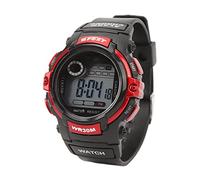 Alomejor Montre de Sport pour Homme 12 24 Heures Système de Course Montre de Sport en Acier Inoxydable Couvercle étanche pour Firends (Rouge)