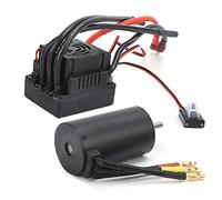 Alomejor Moteur sans Balai RC étanche 3660 3300KV Moteur sans Balai 4 Pôles avec Ensemble Combiné ESC 80A pour Voiture 1/8 RC