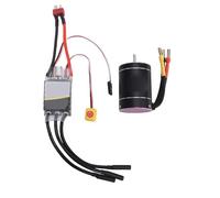 Alomejor Moteur sans Balais RC ESC Combo, Moteur sans Balais 6400KV 75A et Ensemble ESC avec Dissipateur Thermique en Aluminium pour Voitures et Bateaux RC 1/10 1/8
