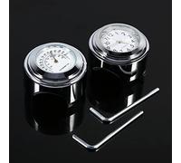 Alomejor Motorcycle Cadran Horloge de Moto Thermomètre Thermomètre Luminal Résistant aux Chocs Imperméable avec Chrome plaqué pour Le Guidon 7/8 "1"