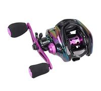 Alomejor Moulinet de pêche Baitcasting 8.1: 1 Moulinet de pêche à Rapport Haute Vitesse Roue de pêche en métal léger pour Eau salée d'eau Douce(La Gauche)