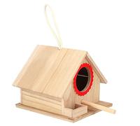 Alomejor Nid D'oiseau en Pin Suspendu, Maison Durable pour Oiseaux, Alimentation du Jardin, Halte de Repos en Bois Rouge 7.2 Pouces (Rouge)