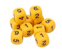 Alomejor Numéro Dice Round Corner Design Fine Processing Teaching Tools for Board Games and Education Plastic 20 PCS (Yellow)
