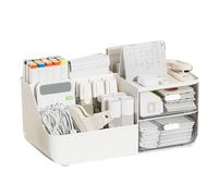 Alomejor Organisateur de Bureau, Boîte de Rangement de Maquillage de Grande capacité, Organisateur de Coiffeuse Multicouche, Matériau de qualité Supérieure Garantissant une Utilisation Durable (WHITE)