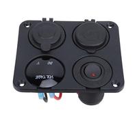 Alomejor Panneau de Prise de Chargeur ABS, Panneau de Prise de Sortie USB DC 12 V à 24 V avec Double Voltmètre LED USB 4,2 A, Allume-Cigare pour Voiture, Bateau, Camping-Car, Camion (Lumière Rouge)