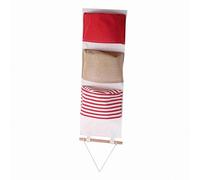 Alomejor Peach Waves Sac de Rangement en Lin à 3 Couches pour Chambre à Coucher, Bureau, Suspendu Au-Dessus de la Porte, Organiseur de Poche Mural pour Jouets (Coton et Lin) (Rouge)