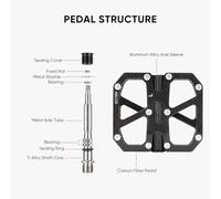 Alomejor Pédale de VTT en Fibre de Carbone avec Axe Antidérapant en Alliage de Titane pour Vélo de Route, 3 Roulements pour l'escalade et Les Conditions Pluvieuses