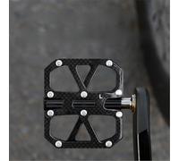 Alomejor Pédale Plate de Vélo Durable en Fibre de Carbone et Alliage Ti avec 3 Roulements Scellés, Idéale pour Les Vélos de Route et Le VTT