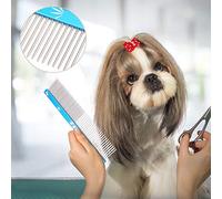 Alomejor Peigne Tondeuse pour Animaux de Compagnie, 3 Couleurs, Broche Lisse, Poignée Antidérapante, Peigne pour Chiens et Chats, Noir, 7,9x1,8 Pouces (BLUE)