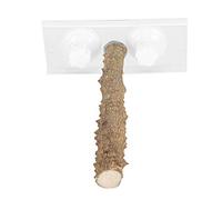Alomejor Perchoir Antidérapant pour Animaux de Compagnie en Bois Portable de 25 Cm pour Perroquets, Bain Régulier, Utilisation de Fenêtre/Salle de Bain, Ventouse, Acrylique/Bois de Poivre du Sichuan