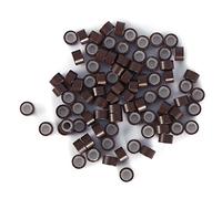 Alomejor Perles d'extension de Cheveux Doublées de Silicone, 500 Pièces, 5mm, Micro-anneaux à Maillons, Maintien sécurisé, Facile à Utiliser pour les Extensions de Cheveux (MEDIUM BROWN)