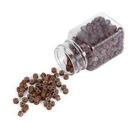 Alomejor Perles d'extension de Cheveux Doublées de Silicone, 500 Pièces, 5mm, Micro-anneaux à Maillons, Maintien sécurisé, Facile à Utiliser pour les Extensions de Cheveux (brun clair)