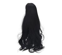 Alomejor Perruque de poupée - Cheveux longs bouclés - Noir naturel - Accessoire de rechange pour poupée 1/3 - Filet intérieur hautement élastique - Convient pour un tour de tête de 21,1 à 23,9 cm