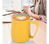 Alomejor Pichet à Mousse de Lait en Acier Inoxydable avec Bec Verseur Exquis pour une Utilisation dans un café à la Maison, Jaune, capacité de 600 Ml, Idéal pour la Fabrication Artistique du café