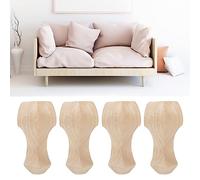Alomejor Pieds de Meubles en Caoutchouc et Bois Massif, Pieds de canapé Décoratifs Sculptés à la Main pour Salon, Bureau, Hôtel, 4 Pièces 12x6cm (12 * 6cm)