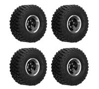 Alomejor Pneus RC Crawler, Roues en Alliage D'aluminium 1.9 avec Insert en Mousse pour Voitures RC SCX24 1/24 /18, Matériau en Caoutchouc Ultra Souple, Conception de Verrouillage, (Black)
