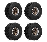 Alomejor Pneus RC Crawler, Roues en Alliage D'aluminium 1.9 avec Insert en Mousse pour Voitures RC SCX24 1/24 /18, Matériau en Caoutchouc Ultra Souple, Conception de Verrouillage, (Cuivre)