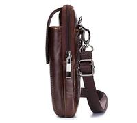 Alomejor Pochette de Ceinture en Cuir de Vache Sac à Bandoulière à la Mode pour Hommes Vintage et Fonctionnel Noir/Marron 5,1 * 2 * 7,1 Po (Brown)