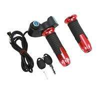 Alomejor Poignée d'accélérateur de Vélo électrique, Poignée d'accélérateur de Torsion en Plastique avec Affichage Numérique Vert pour Vélos électriques (grise) (rouge)