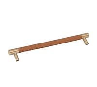 Alomejor Poignée de Porte D'armoire Légère en Cuir de Luxe, Barre de Placard en Laiton pour Tiroir de Garde-robe de Maison 10,1x1,5x0,59 Pouces (brun clair)