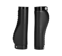 Alomejor Poignées de vélo,Confortable et antidérapant,Poignées VTT,PU Cuir Noir for Cyclistes BMX Urbain Loisir