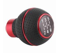 Alomejor Pommeau de Levier de Vitesse de Voiture, Pommeau de Levier de Vitesse Manuel en Cuir en Alliage d'aluminium à 5 Vitesses pour la Plupart des Véhicules (C(rouge))