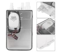 Alomejor Pompe de Puisard de Douche ABS, Boîte de Vidange de Cale 12V 24V 750GPH avec Interrupteur à Flotteur Automatique, Couvercle Facile à Nettoyer à Entrées Multiples pour Bateau Marin, Yacht,