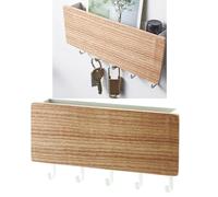 Alomejor Porte-clés Mural en Bois sans Poinçon avec 5 Crochets Multifonction pour la Maison Salon Chambre à Coucher Bois de qualité Supérieure (BROWN)