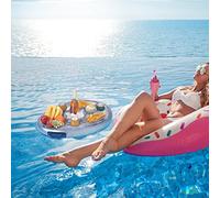 Alomejor Porte-gobelet Flottant, Dessous de Verre Gonflable, Table à Boire de Bière Portable pour Piscine et Plage, Argent 21x18x6cm