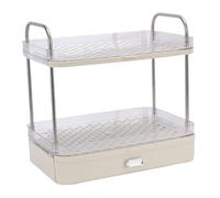 Alomejor Porte-tasse à café à 2 Niveaux en Acier Inoxydable, avec Plateau D'égouttage, pour L'organisation de la Cuisine, Gain de Place en PET (Blanc crème)