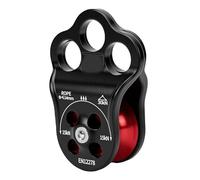 Alomejor Poulie D'escalade 30KN, Double Roulement avec Plaque Latérale à 3 Trous pour L'accès à la Corde de Sauvetage en Randonnée (Noir et rouge)