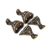 Alomejor Protecteur d'angle de Jambe en Alliage de Zinc Antique Précis, Pieds Décoratifs Vintage pour Caisses en Bois, Ensemble de 4 pour Boîtes à Bijoux, Couleur Bronze, 1,1 Po X Po